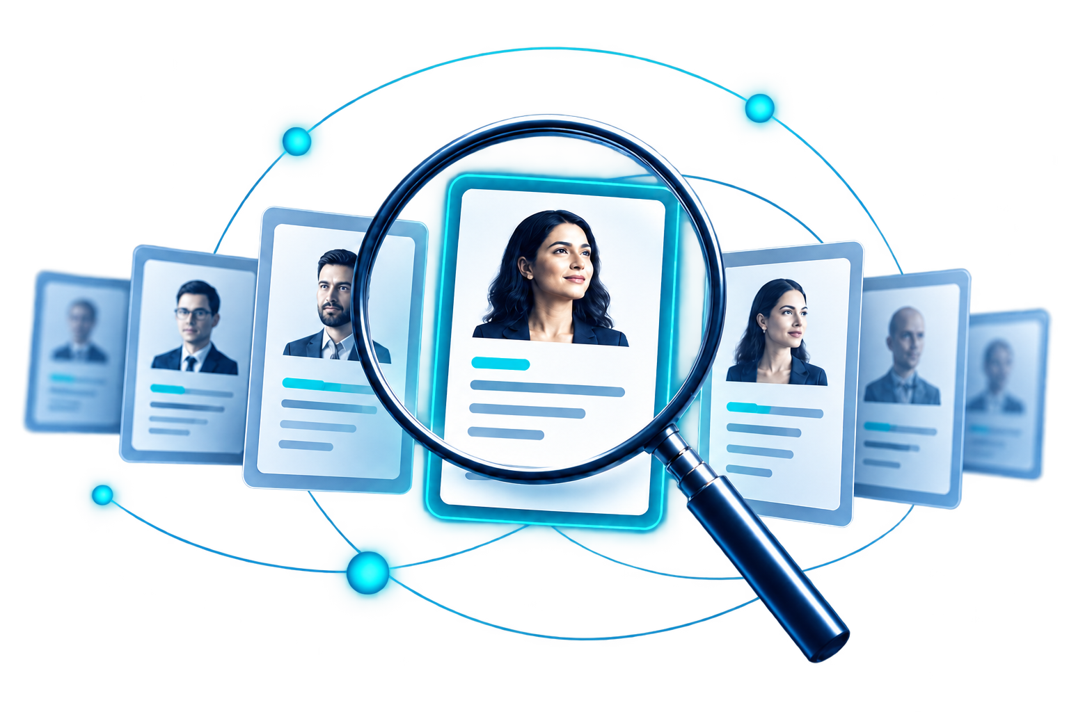 Talent search and candidate hiring illustration